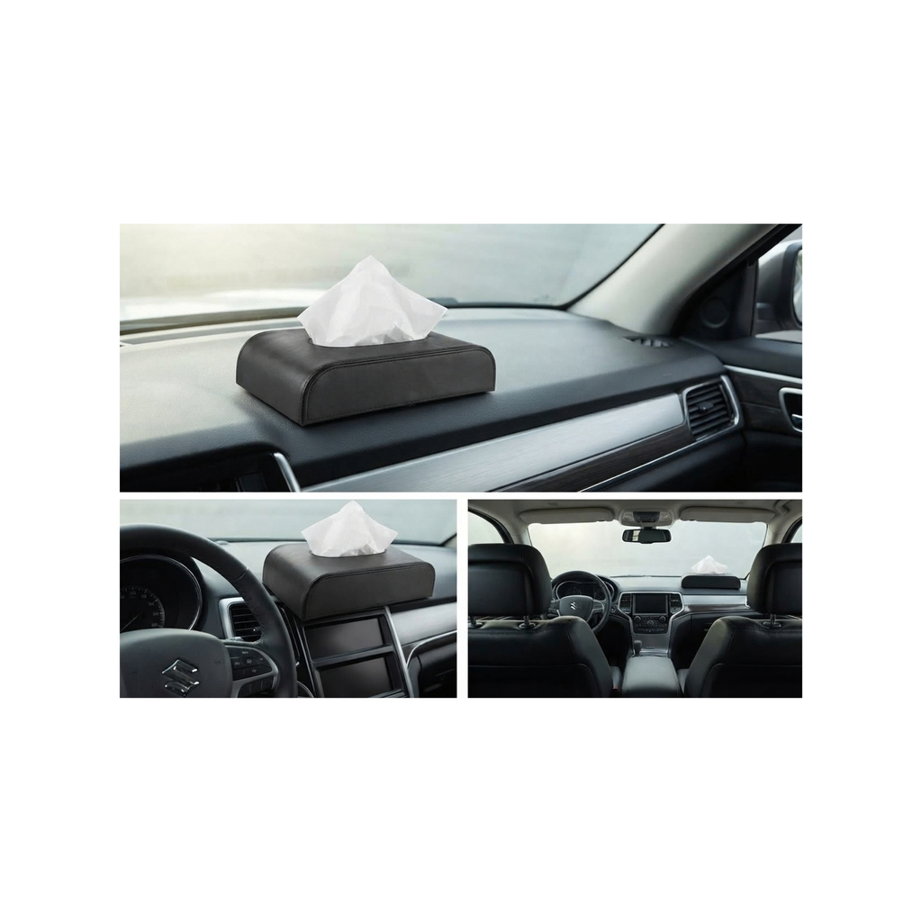 Luxury Leather Texture Car Tissue Box Holder | Premium Quality by New Heera Auto