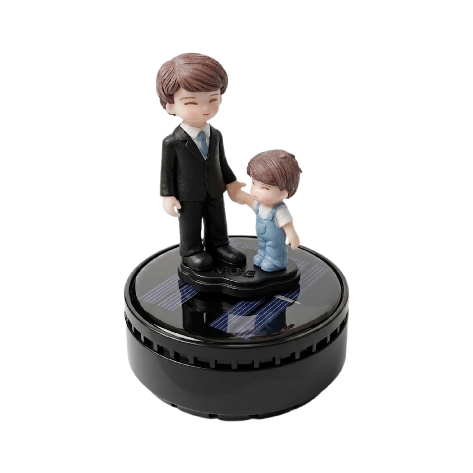 Luxury Solar Powered Rotating Car Dashboard Air Freshener – Father & Son Edition (Black, No Lights) | Premium Quality by New Heera Auto
