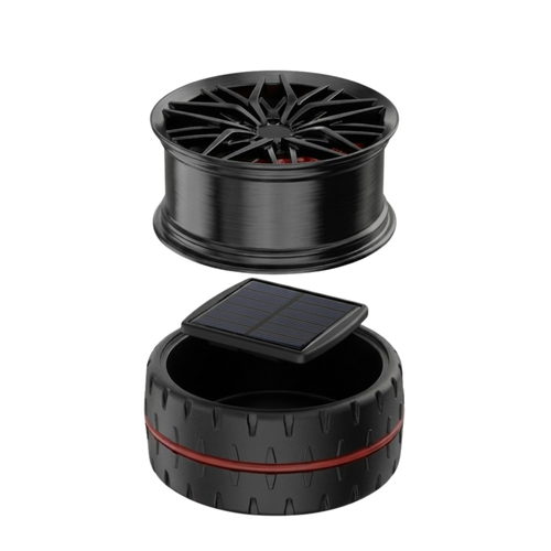 Solar-Powered Rotating Car Air Freshener – Alloy Wheel & Tire Design Dashboard Perfume | Premium Quality by New Heera Auto