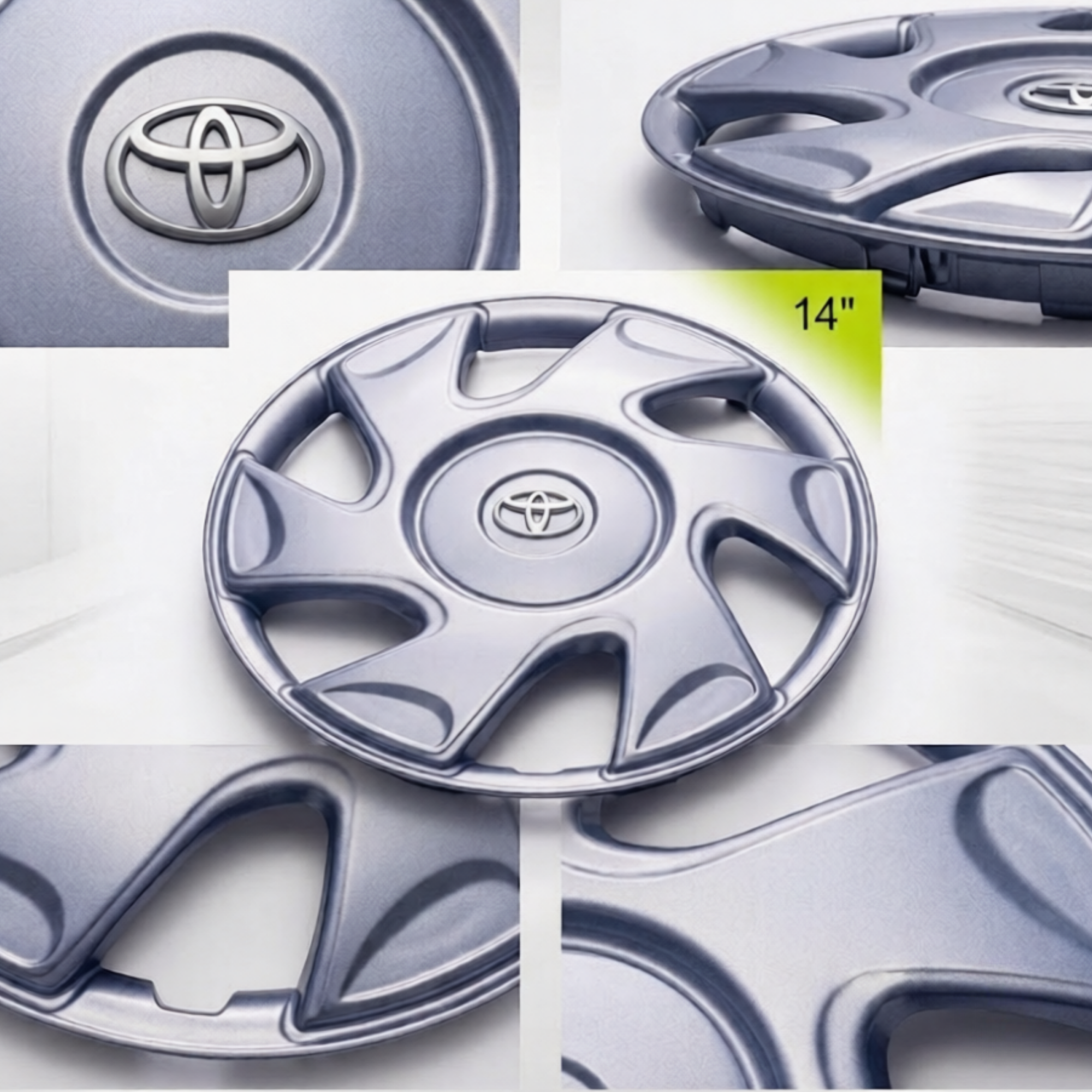 Toyota Universal For All Car (14 inch) Wheel Cover Sliver | Premium Quality by New Heera Auto