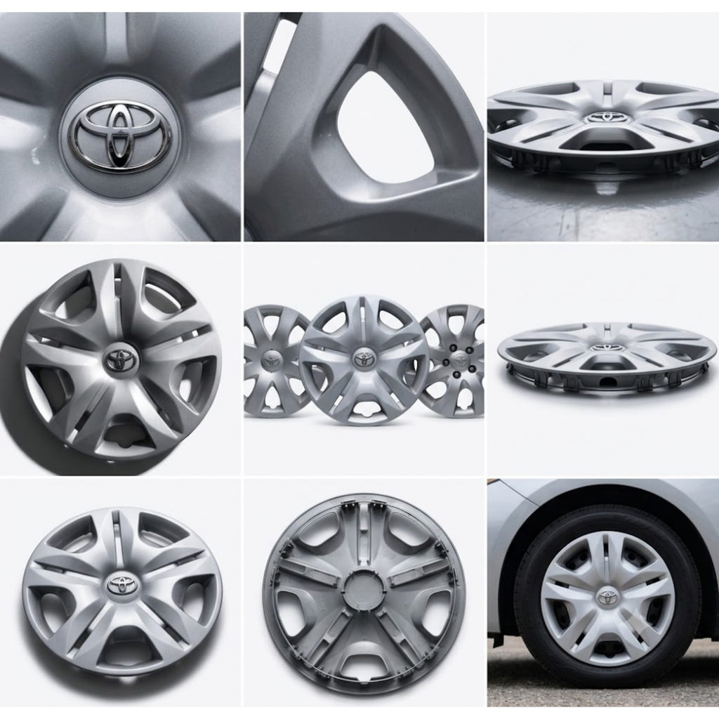 Toyota (15-Inch) Premium Silver Wheel Covers (Universal Fit for All Cars) | Premium Quality by New Heera Auto